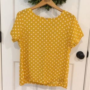 J. Crew Yellow Polka Dot Top